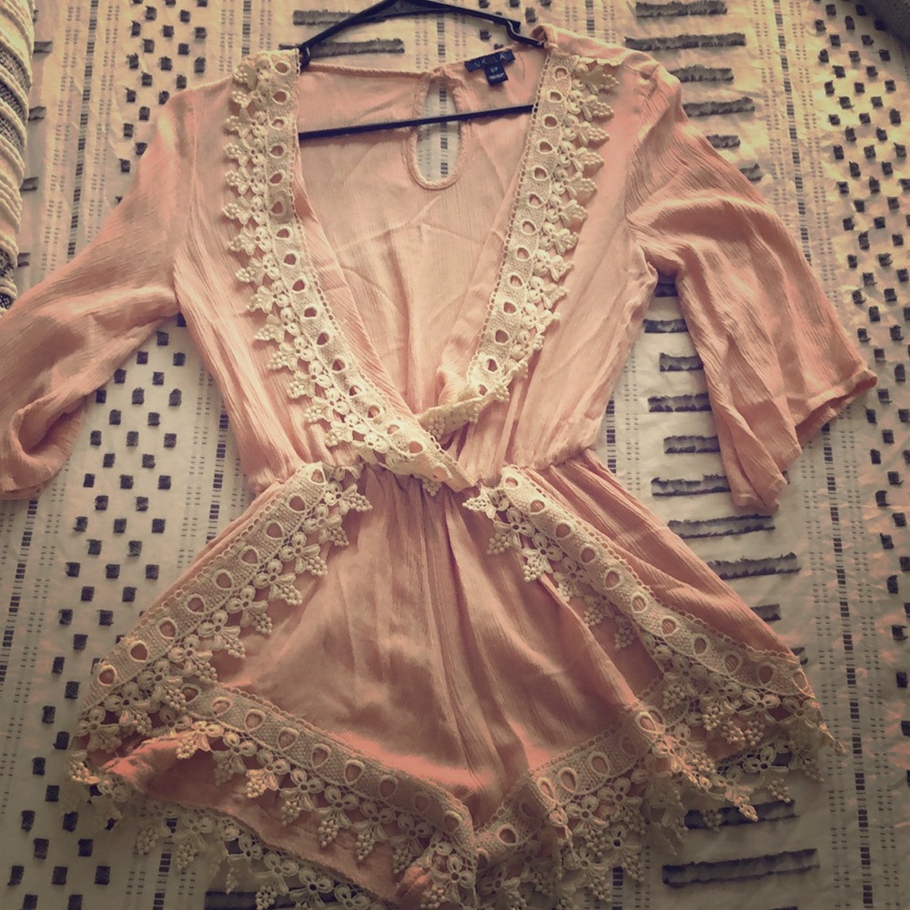 Pink Lacey romper